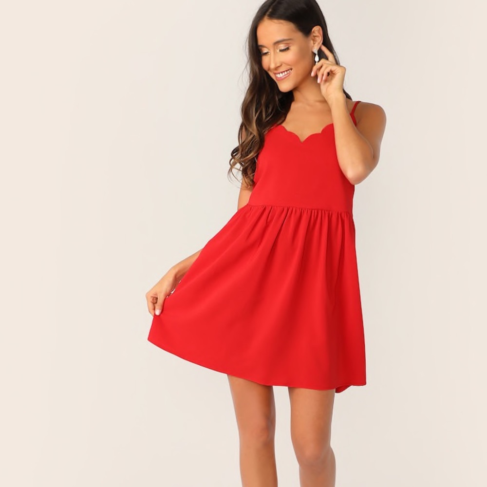 ❤️SHEIN❤️SCALLOPED RED DRESS